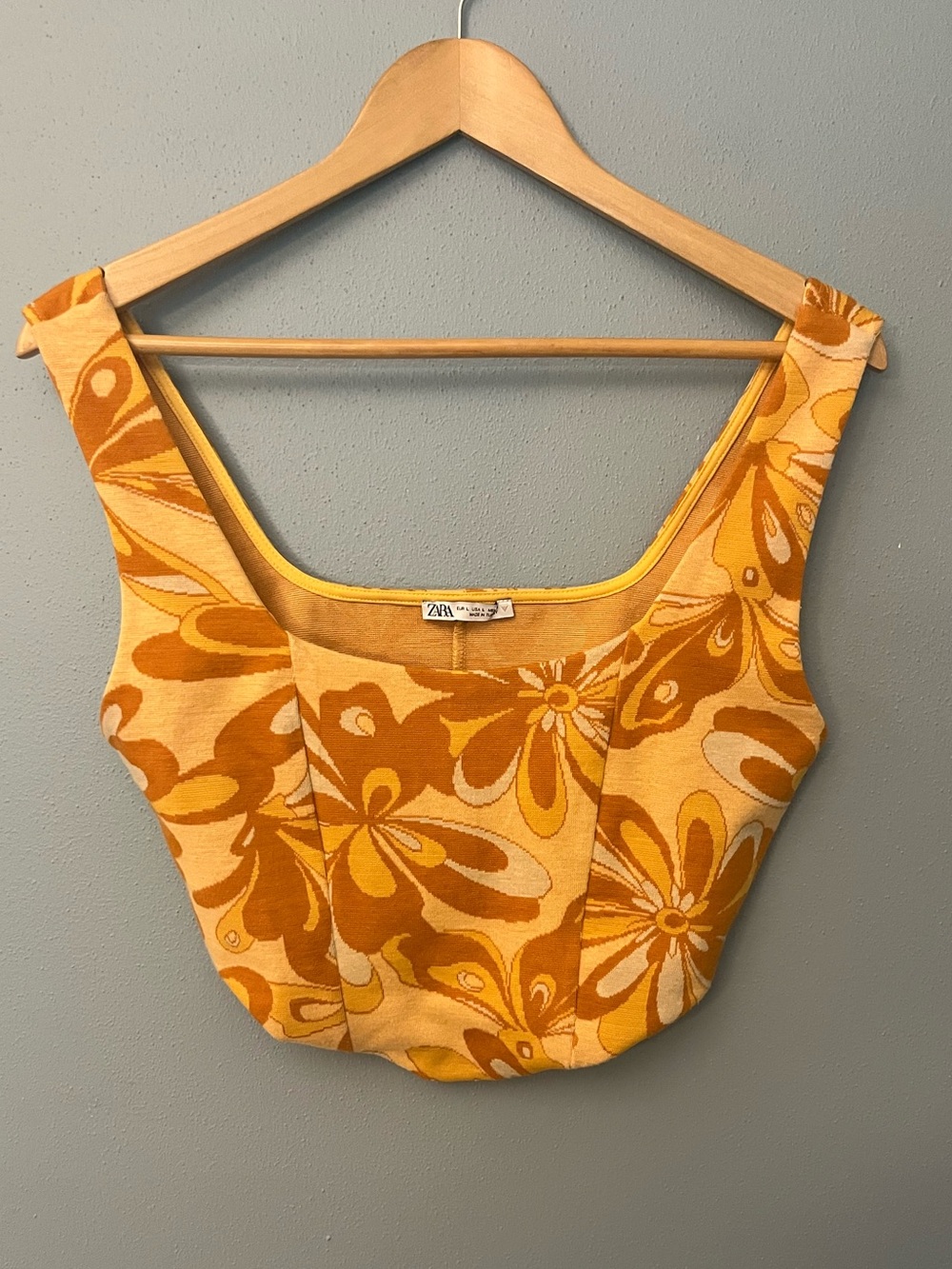 ZARA Floral Scoop Crop Top